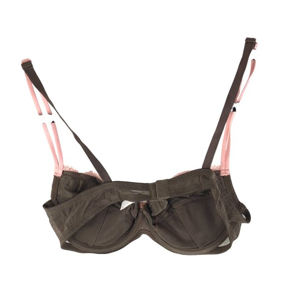 Miss Naory Bra Underwire Lace Lined Brown Pink Size 34B - Picture 2 of 5
